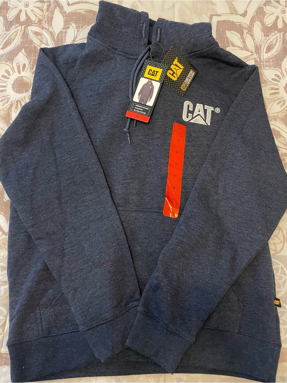 CAT Caterpillar Men’s Embroidered Logo Hoodie - Size Medium
